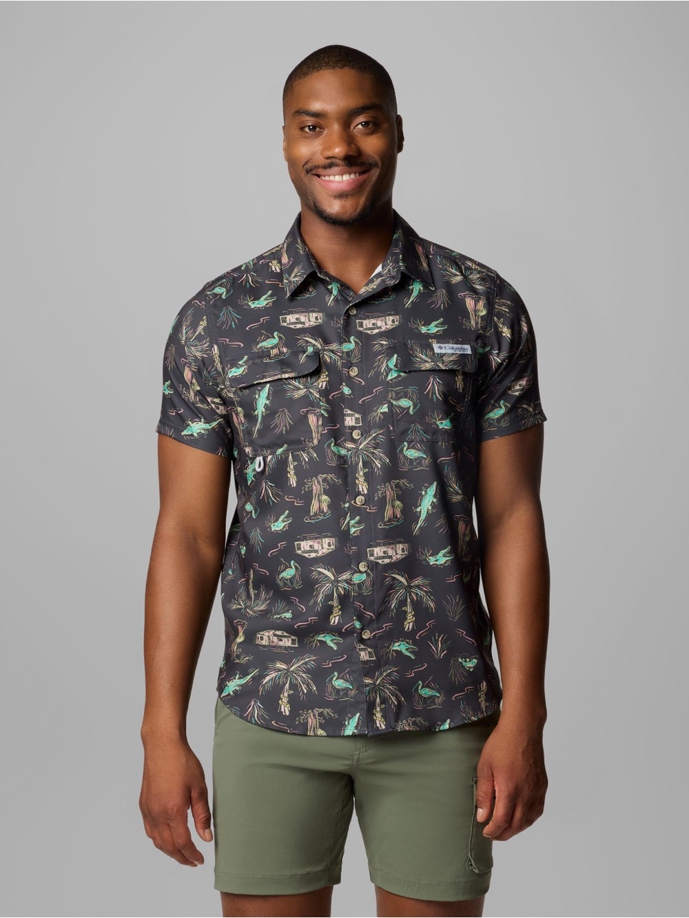 COLUMBIA PFG UNCHARTED PRINTED SHORT SLEEVE SHIRT NWT SMALL